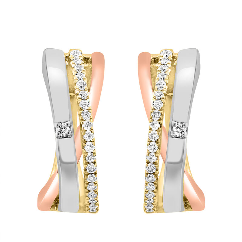 EFFY .21ctw. Diamond Twish Fashion Hoop Earrings in 14k Tricolored Gold image number null