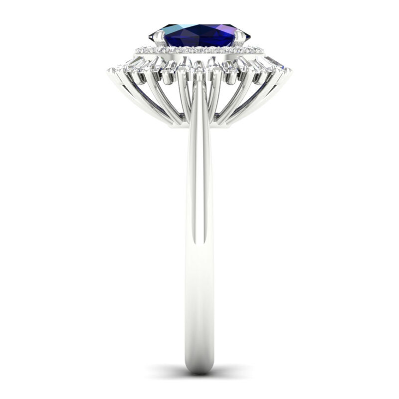 Oval Sapphire & Diamond Ballerina Ring in 10k White Gold image number null