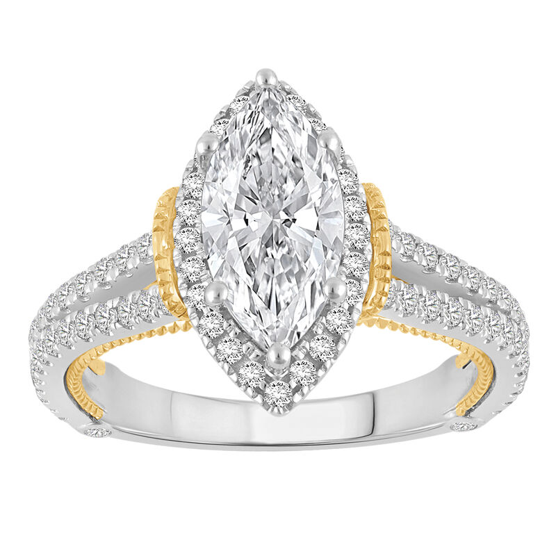 Marquise-Cut Lab Grown 2 1/3ctw. Diamond Split Shank Engagement Ring in 14k Two-Tone Gold image number null