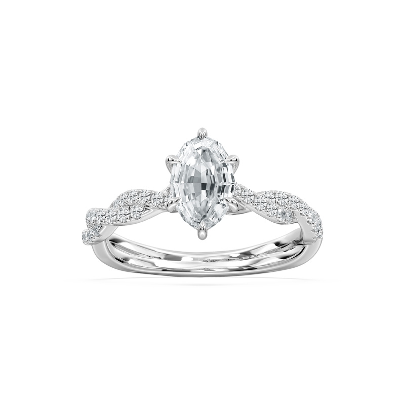 Duchess Oval Lab Grown Diamond 2ctw. Twist Engagement Ring in 14k White Gold image number null