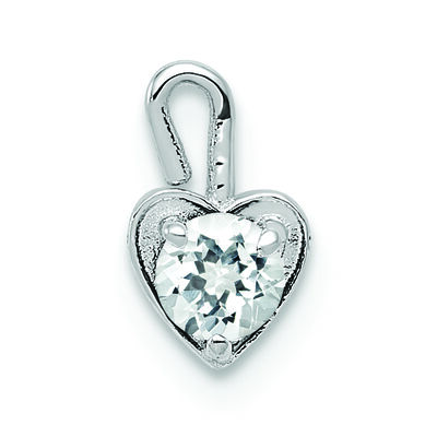 April Synthetic Birthstone Heart Charm in 14k White Gold