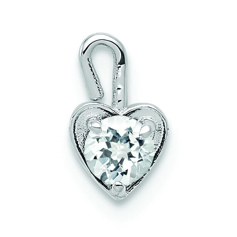 April Synthetic Birthstone Heart Charm in 14k White Gold image number null