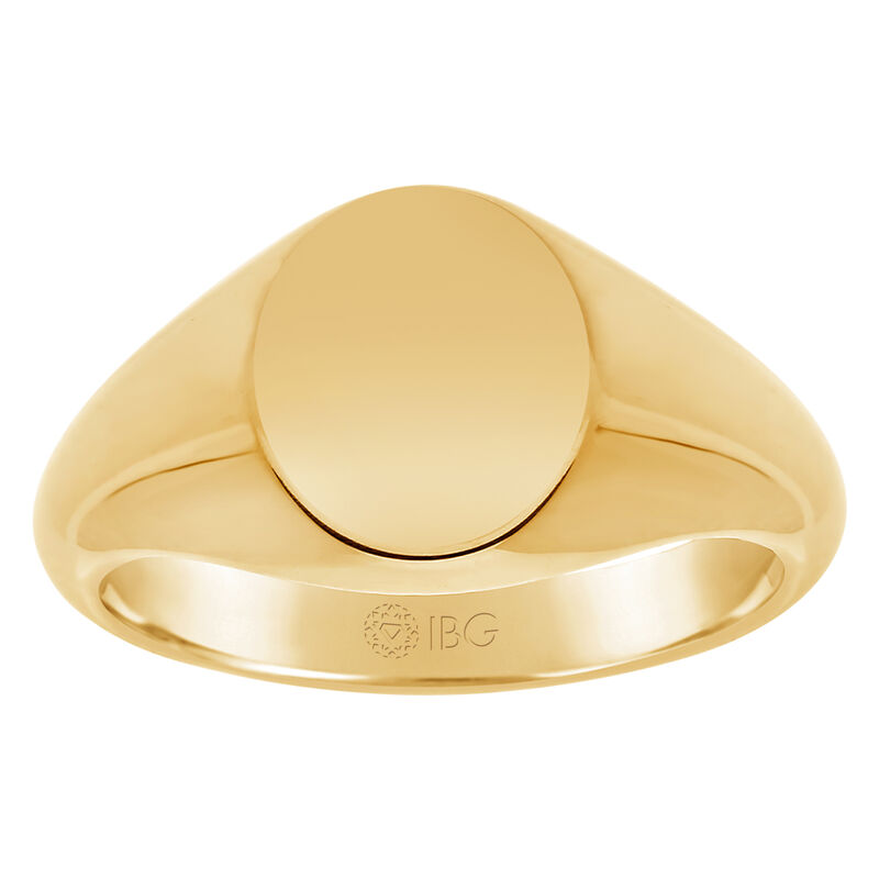 Oval All polished Top Signet Ring 12x12mm in 10k Yellow Gold  image number null