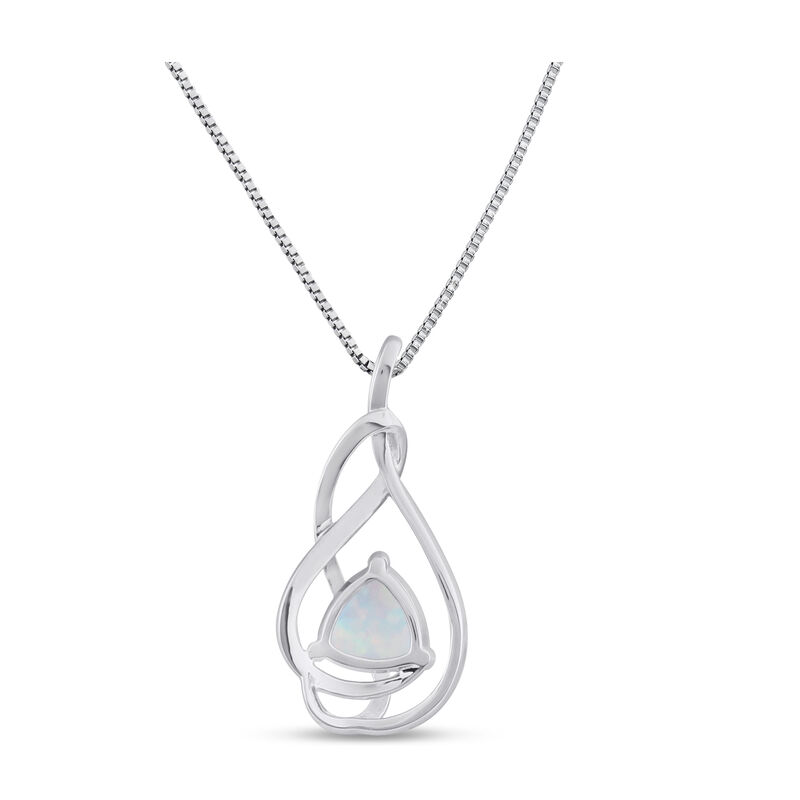 Created Opal & Diamond Twist Pendant in Sterling Silver image number null