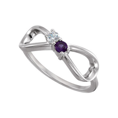 Infinity 2-Stone Family Ring in Sterling Silver