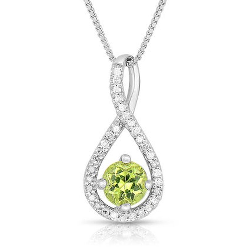 Peridot & Diamond Infinity Drop Pendant in 10k White Gold image number null