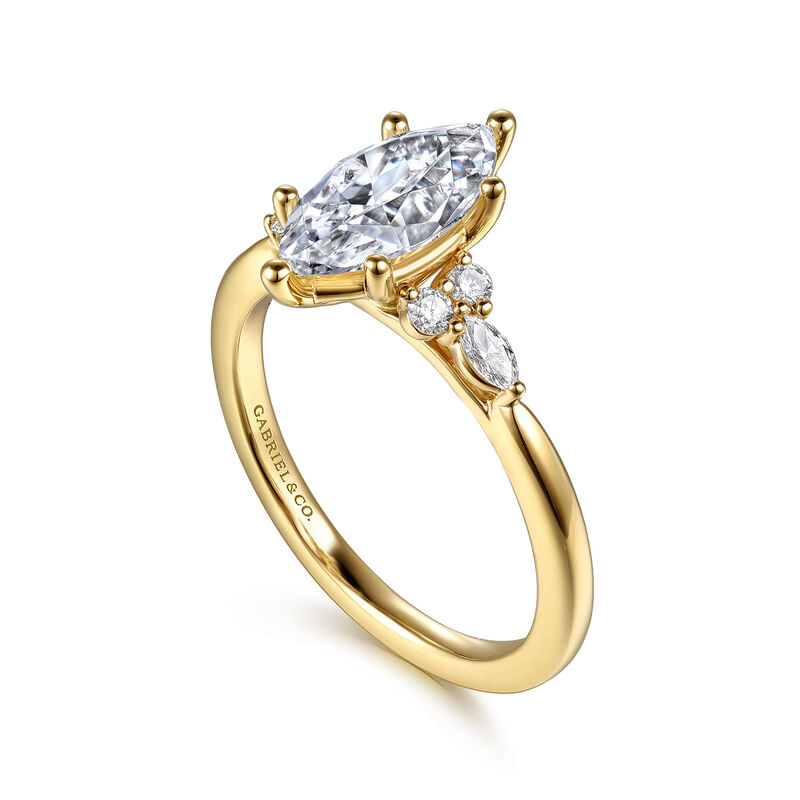 Gabriel & Co. Marquise Six Prong Multi Stone 14k Yellow Gold Diamond Ring Setting ER16855M5Y44JJ image number null