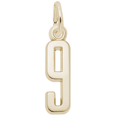 Number 9 Charm in 14k Yellow Gold
