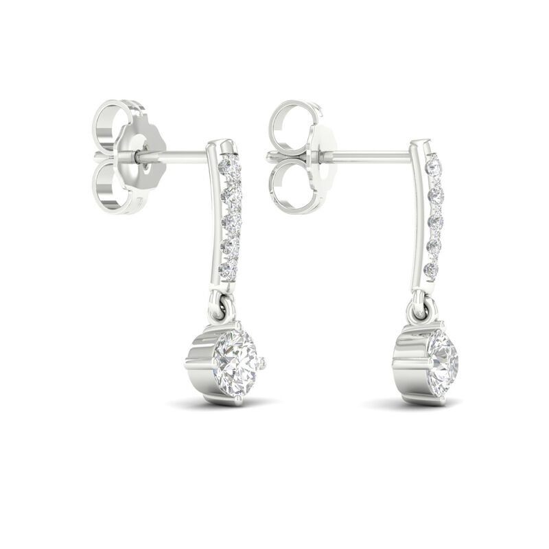 Lab Grown 5/8ctw. Dangle Earrings in 14k White Gold image number null