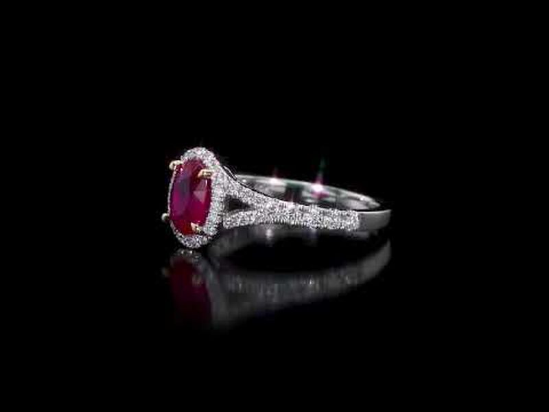 Ruby & Diamond Engagement Ring in 14k White Gold  image number null