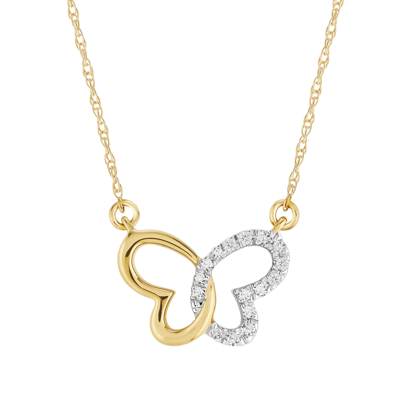Hope & Healing Diamond Butterfly Pendant in 10k Yellow Gold image number null