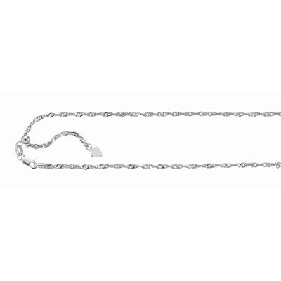 Adjustable Singapore 22" Chain 1mm in Sterling Silver