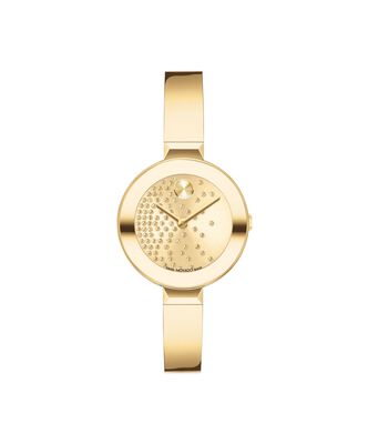 Movado Bold Ladies Yellow Gold Ion Plated Stainless Steel Bangle Watch 3601161