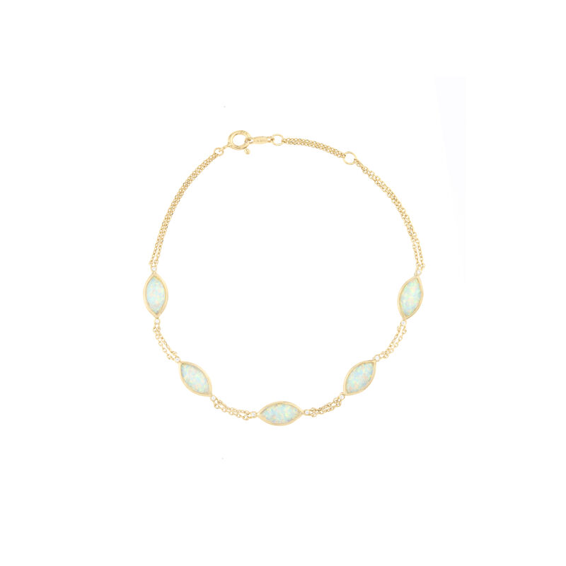 10kt. YG Opal/Diamond Double Chain Bracelet image number null