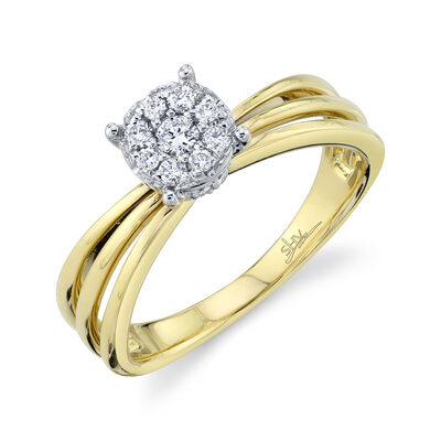 Shy Creation 1/4ctw. Diamond Composite Engagement Ring in 14k White & Yellow Gold