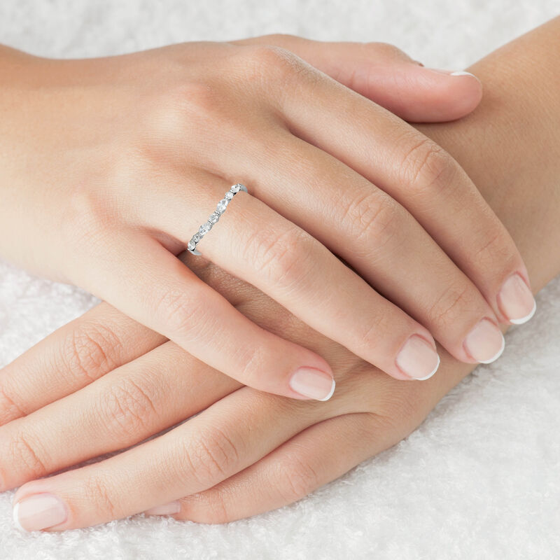 Diamond 1/3ctw. Marquise Contour & 14k White Gold Anniversary Ring image number null