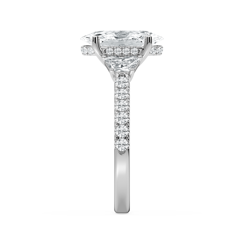 Moval Lab Grown Diamond 3ctw. Three Stone Engagement Ring in 14k White Gold image number null