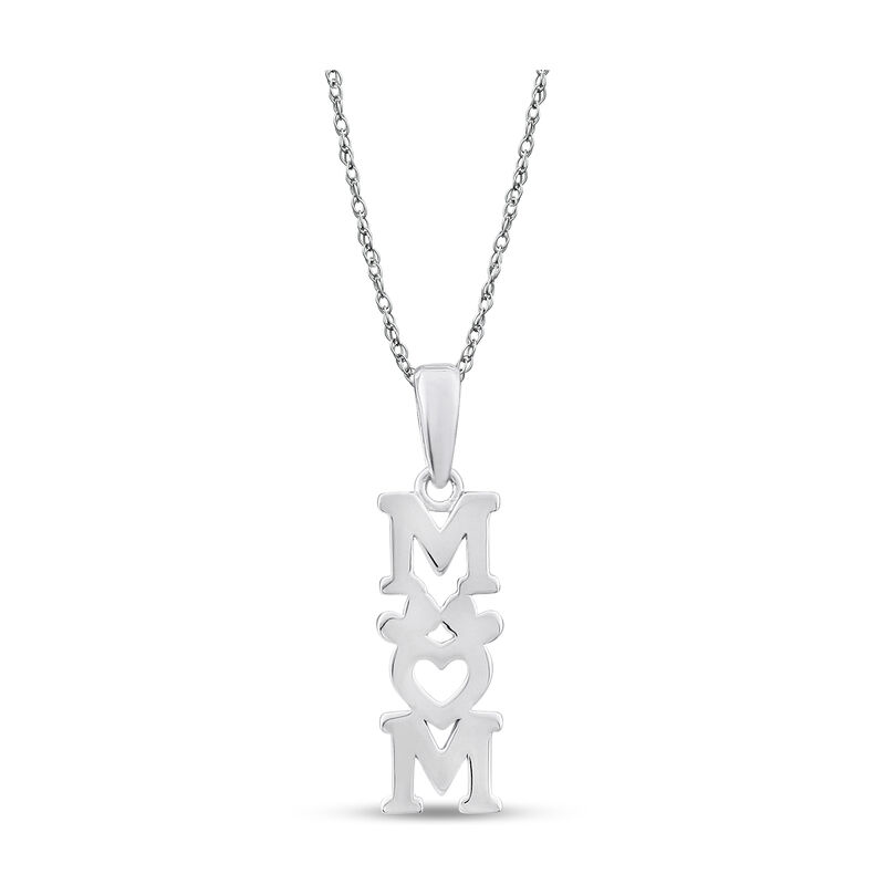 Diamond Dog Mom Necklace in 10k White Gold image number null