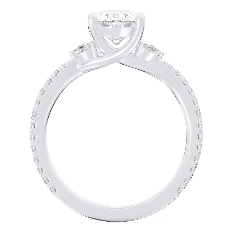 Oval-Cut Lab Grown 2 1/3ctw. Diamond with Marquise & Brilliant-Cut Accents Engagement Ring in 14k White Gold image number null