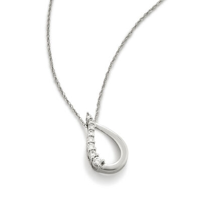Brilliant-Cut 1/7ctw. Diamond Teardrop Pendant in 10k White Gold