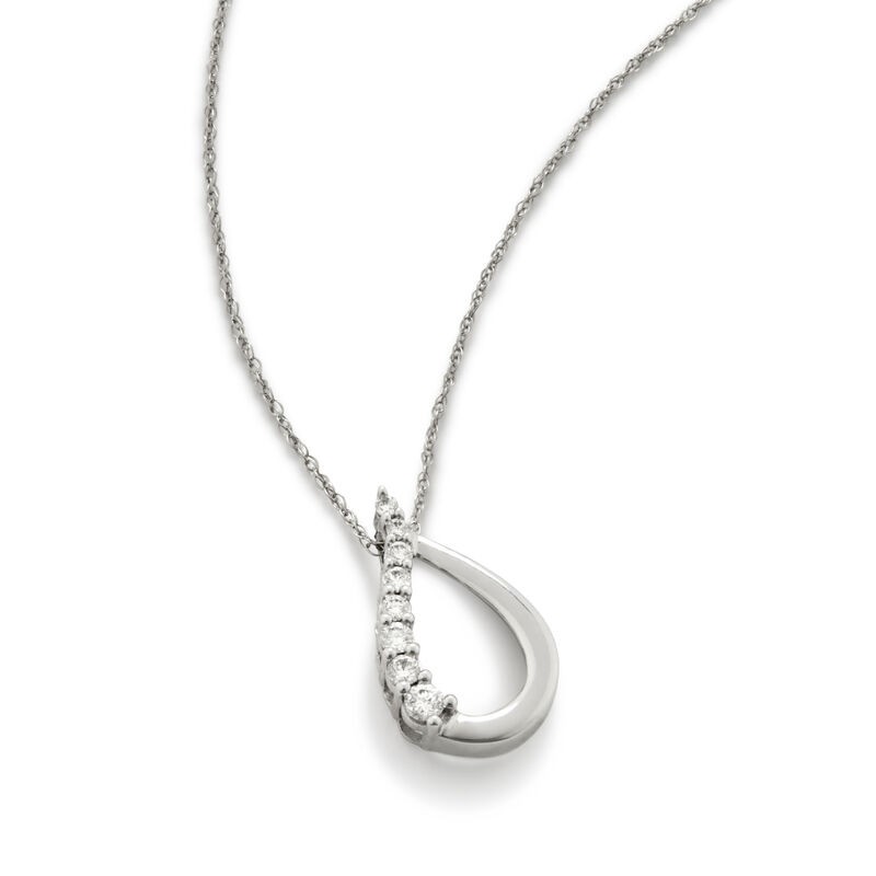Brilliant-Cut 1/7ctw. Diamond Teardrop Pendant in 10k White Gold image number null