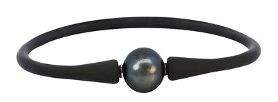 Black Freshwater Pearl Silicone Bracelet