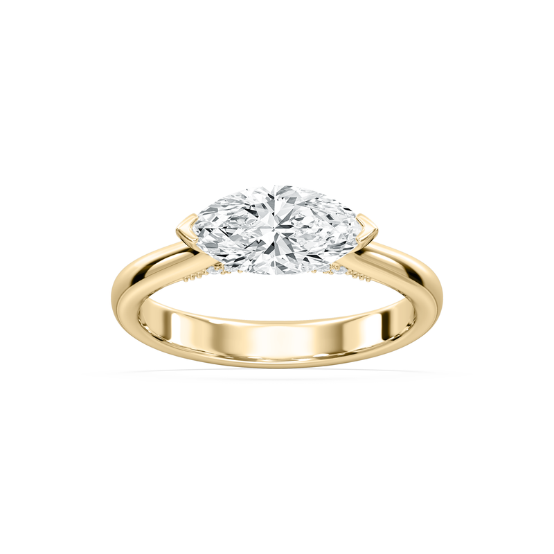 Marquise Lab Grown Diamond 3ctw. East West Diamond Bridge Solitaire Engagement Ring in 14k Yellow Gold image number null
