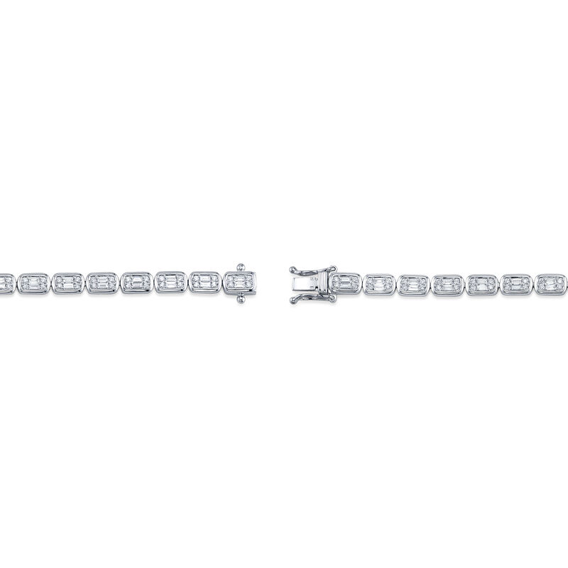 Shy Creation Diamond 1 1/2ctw. Baguette Tennis Bracelet in 14k White Gold image number null