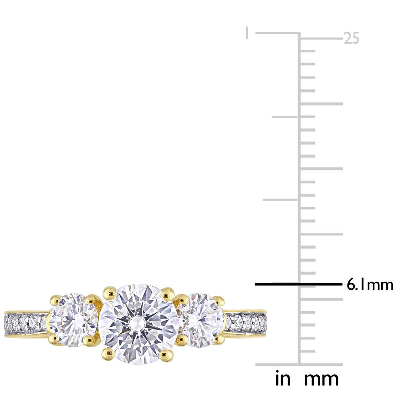 Created White Moissanite 3-Stone Ring in 10k Yellow Gold image number null