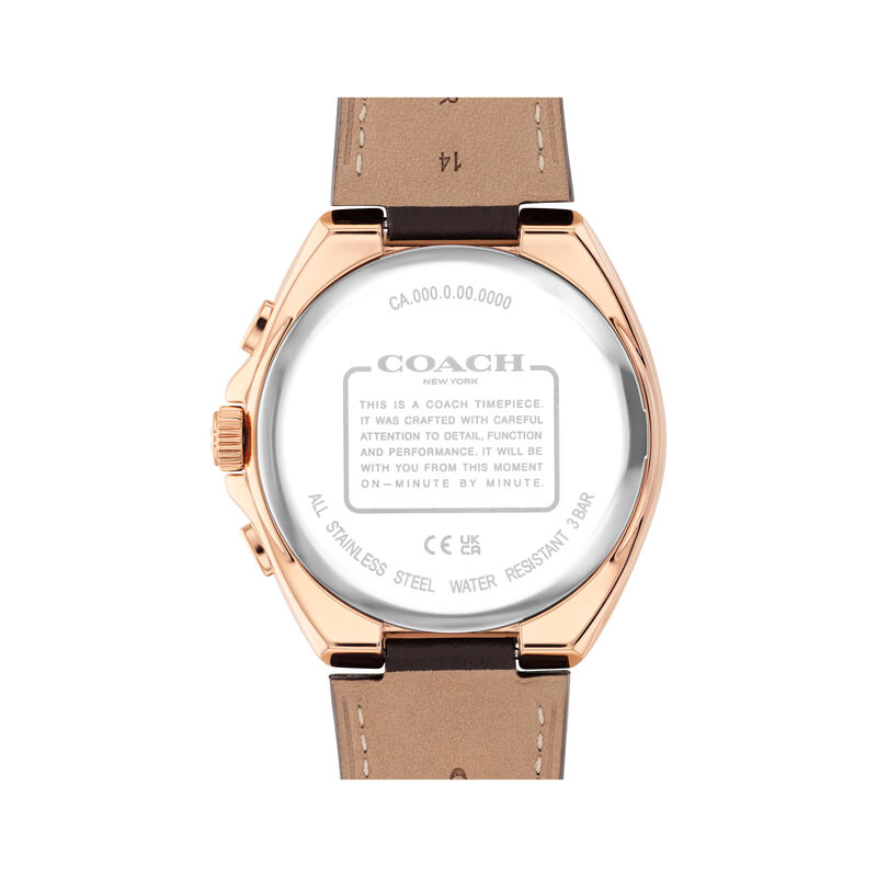 Coach Men's Jackson Chronograph Navy Dial Rose Gold Tone Stainless Steel Brown Leather Strap 45mm Watch 14602745 image number null