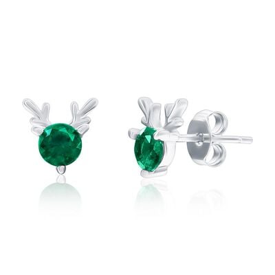 Green Rudolph Earrings in Sterling Silver