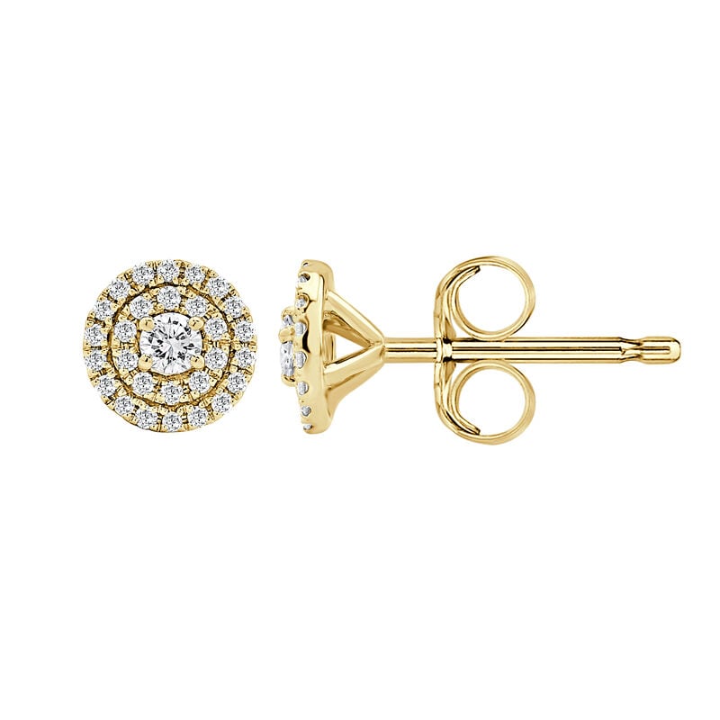 Lab Grown Diamond 1/4ctw. Double Halo Stud Earrings in 14k Yellow Gold image number null