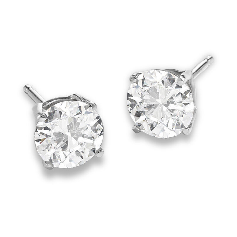 Lab-Grown Classic Round Brilliant 1½ct. Diamond Solitaire Stud Earrings in White Gold image number null