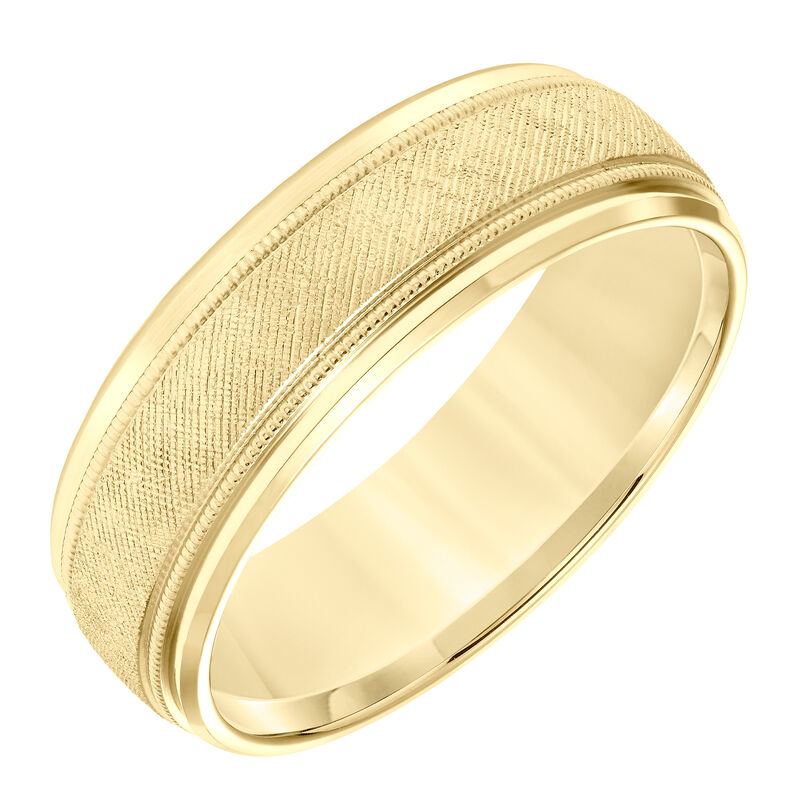 Men's Step Edge Detail Wedding Band in 14k Yellow Gold image number null