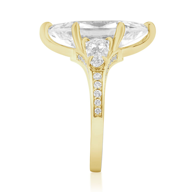 Marquise Lab Grown Diamond 6 1/3ctw. Three Stone Plus Half Moon Engagement Ring in 14k Yellow Gold image number null