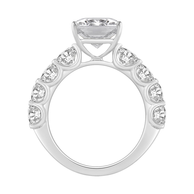 Radiant-Cut Lab Grown 6ctw. Diamond Graduated Cathedral Engagement Ring in 14k White Gold image number null
