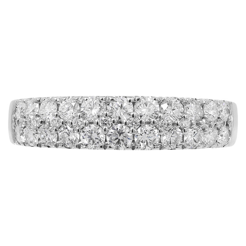 Round Natural Diamonds 3/4ctw. Multi Row Hidden Diamond Wedding Ring in 14k White Gold image number null