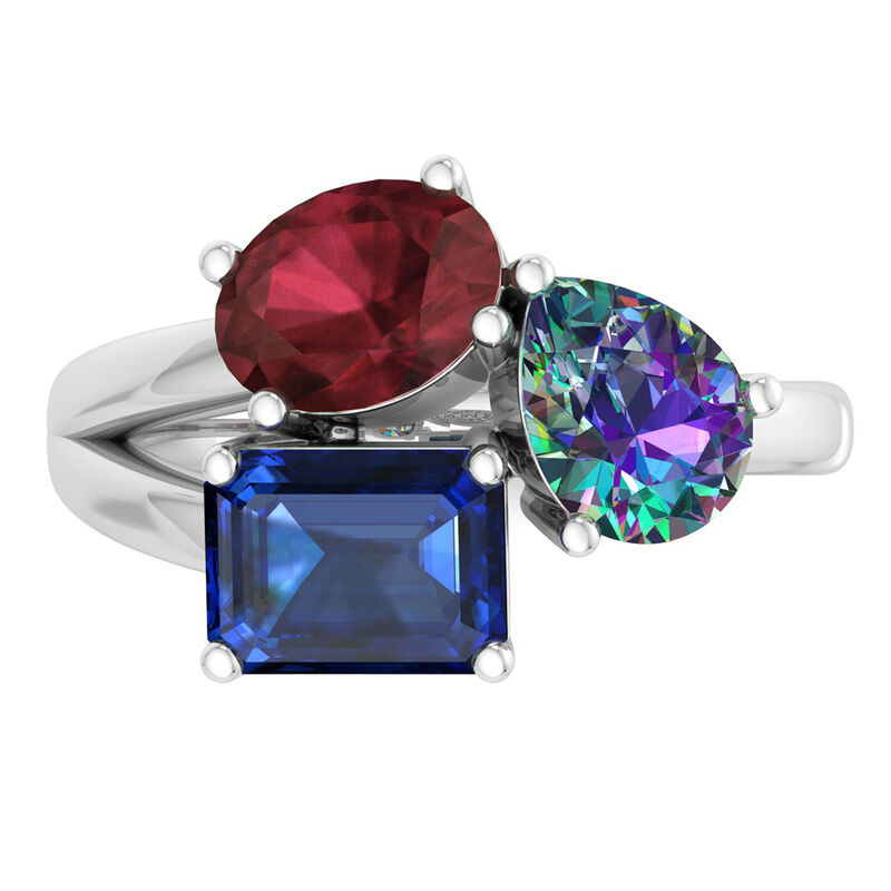 Martha Stewart Garnet Mystic Quartz and Sapphire Ring in Sterling Silver image number null