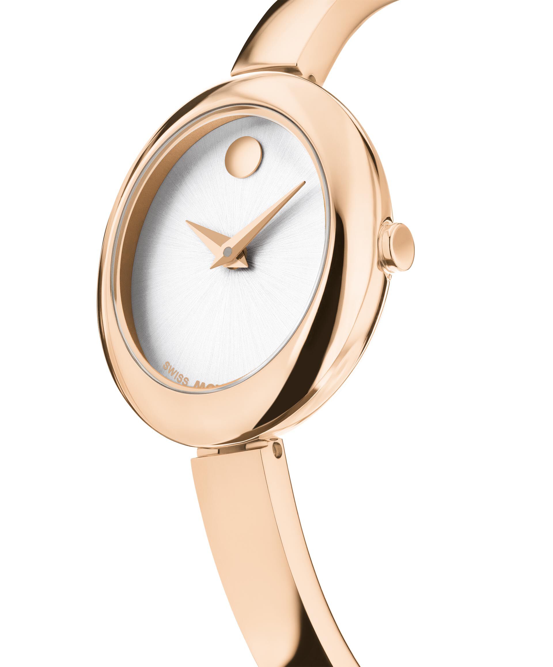 Movado Museum Bangle Oval Silver White Dial Watch 0608071