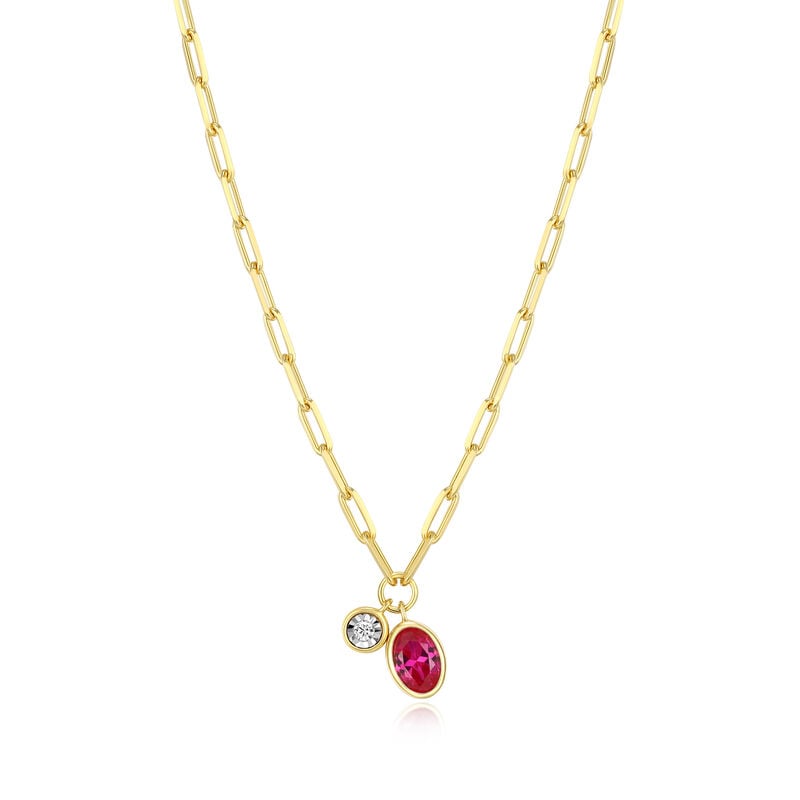 Created Ruby & Lab Grown Diamond Necklace in Gold Plated Sterling Silver image number null