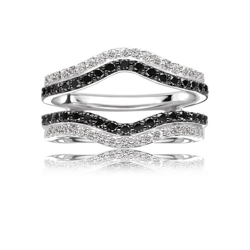 Black & White Diamond 5/8ctw. Engagement Ring Insert Wrap in 14k White Gold