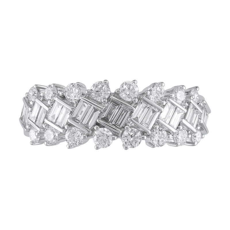 Diamond 1ctw. Baguette & 14k White Gold Anniversary Ring image number null