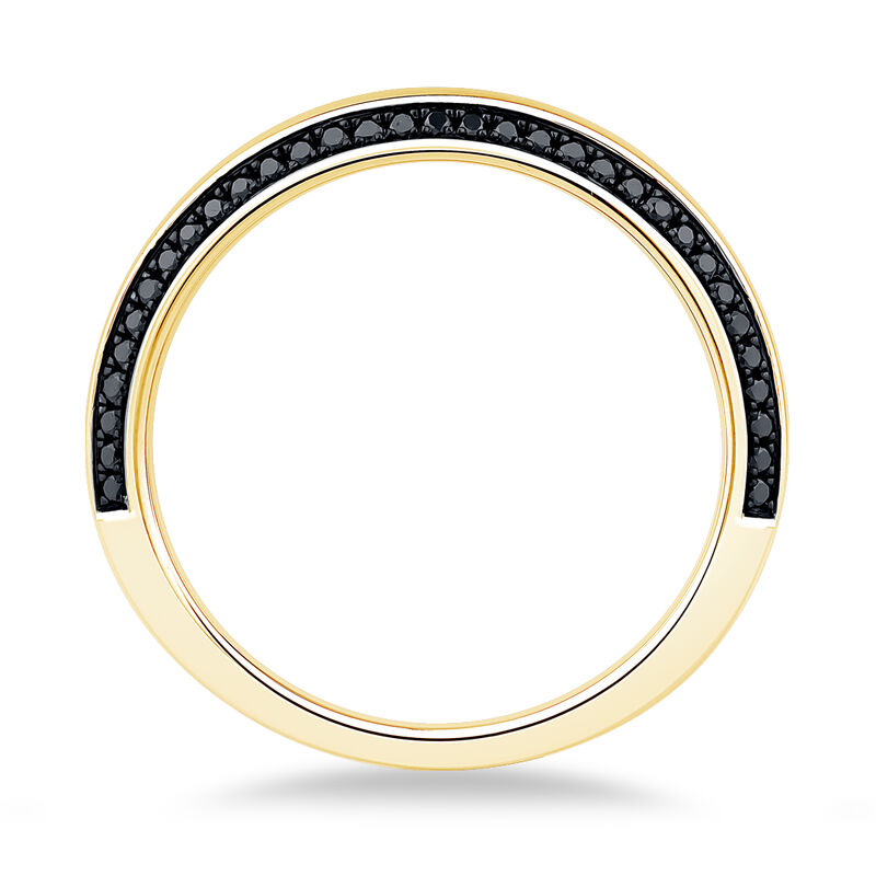 Men's Black Diamond & 10k Yellow Gold Wedding Ring image number null