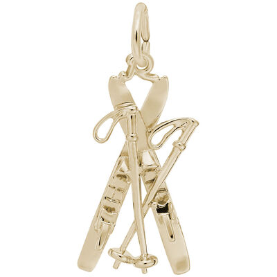 Skis Charm in 14K Yellow Gold 
