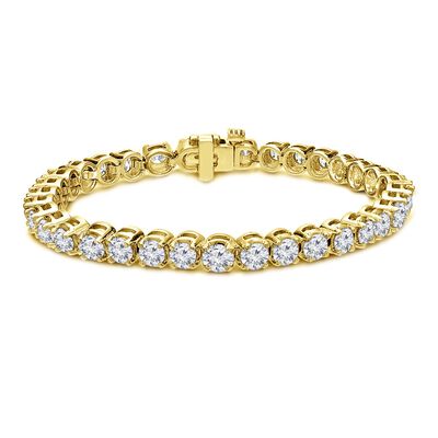 11ctw. 4-Prong Round Link Diamond Tennis Bracelet in 14K Yellow Gold (JK, I2-I3)