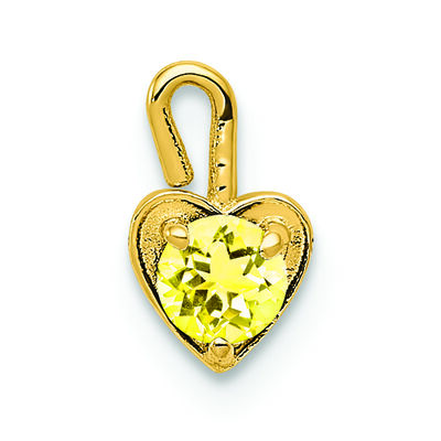 November Synthetic Birthstone Heart Charm in 14k Yellow Gold