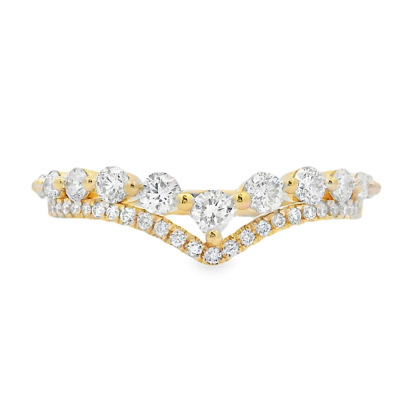 Diamond 1/2ctw. Chevron Contour & 14k Yellow Gold Anniversary Ring image number null