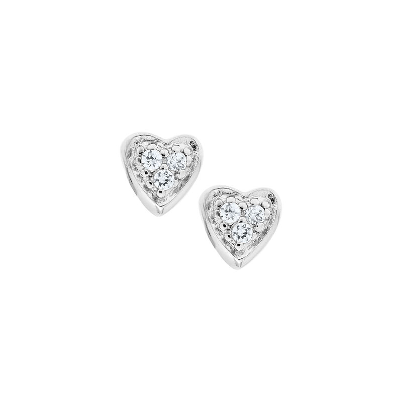 Baby/Children's Crystal Heart Screw Back Earrings in Sterling Silver image number null