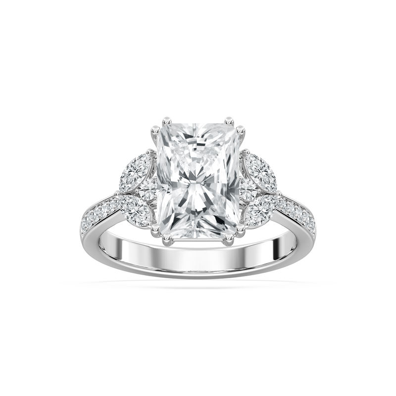 Radiant Lab Grown Diamond 3 1/2ctw. Engagement Ring in 14k White Gold image number null