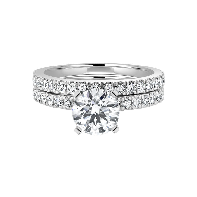 Lab Grown 1 1/2 ctw. Diamond Classic Engagement Ring & Wedding Band Set in 14K White Gold image number null